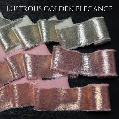 Keypan Pink Set Ribbon, Shimmery Chiffon Silk Ribbons Frayed Edge for Bridal Flower Bouquet Gift Wrapping Wedding Invitations Decor DIY Crafts 1.5" x 15 Yard 3 Rolls
