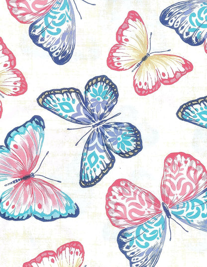 Covers For The Home Deluxe Elastic Edged Vinyl Fitted Table Cover, Butterfly Pattern, Large Round