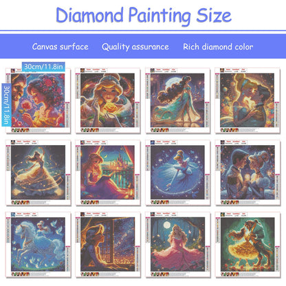 KEYRANKE 12 Pack Diamond Painting Kits for Adults 5D DIY Princess Diamond Art Kit Paint with Round Full Drill Diamonds for Beginners Gem Paintings Art for Home Wall Decor Gifts(12X12 Inch)