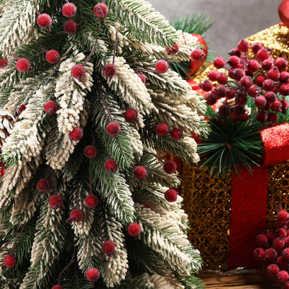 Tatuo 400 Pcs Dark Red Berries Stems 12 mm Artificial Frosted Holly Berries for Christmas Tree Decor Rustic Fake Simulation Mini Berry Fruit for Christmas Wreath DIY Craft Xmas Party Supply