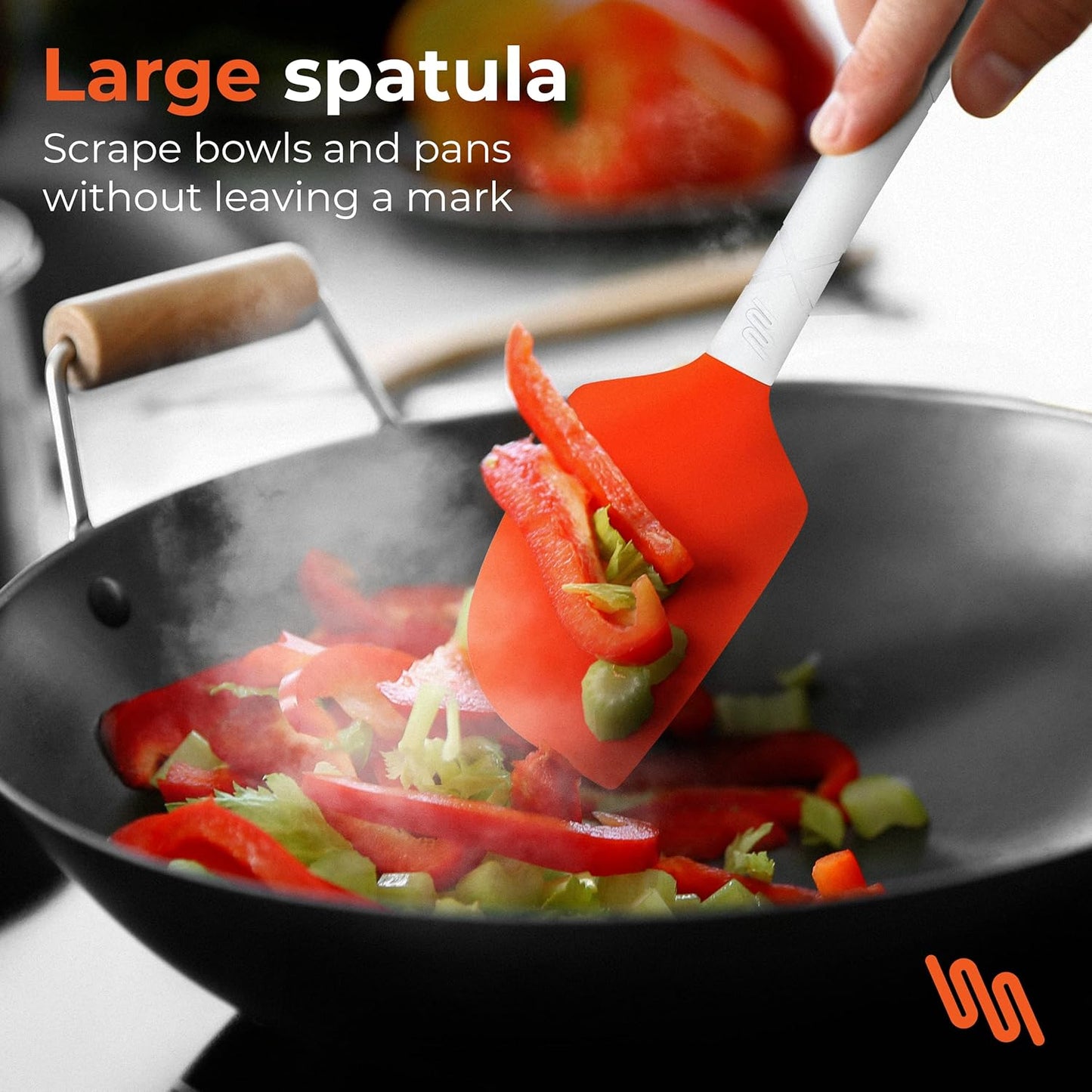 M KITCHEN WORLD Heat Resistant Silicone Spatulas Set | Non-Stick Rubber Kitchen Utensils for Cooking, Baking | Set of