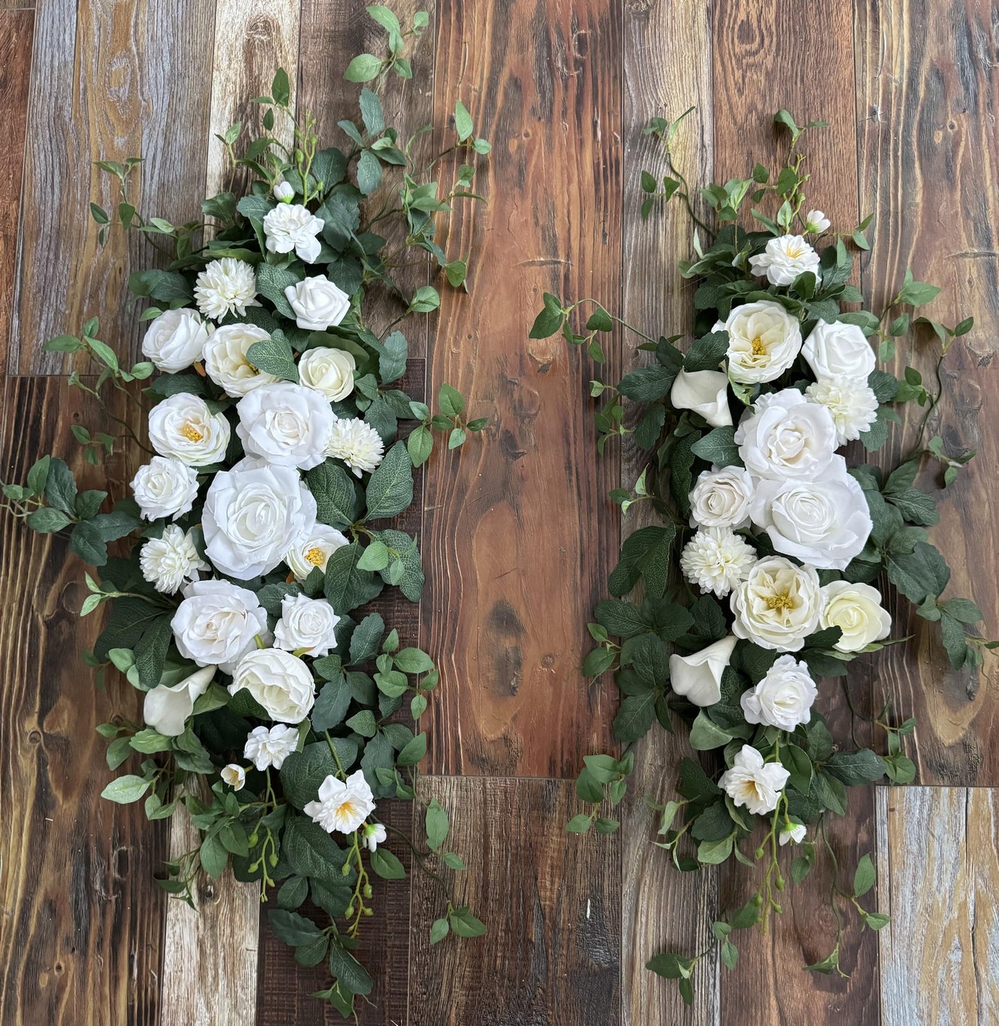 WEDFLOR Arch Flower Kit of 2 - Artificial Floral Swag for Wedding Welcome Sign, Reception Ceremony Signs, Chair Decor (White)
