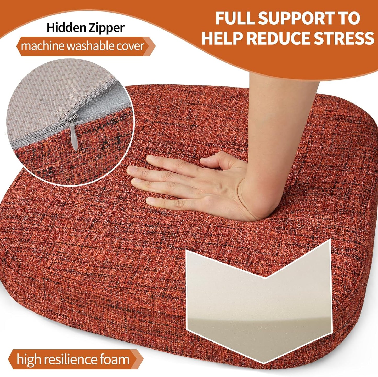2.5" 16.5" 16", 4 SINOSSO Thickened Dining Chair Cushions, Soft Blended High Density Support Foam Kitchen Seat Cushions