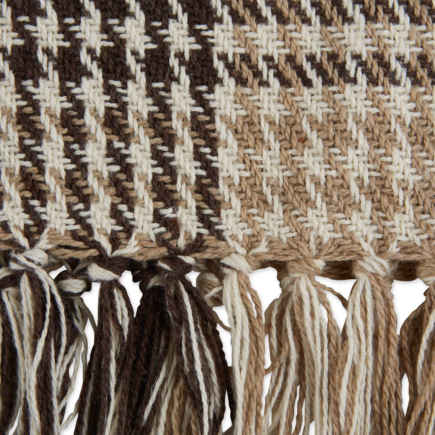 DII California Casual Houndstooth Woven Throw, Dark Brown & Stone, 50x60