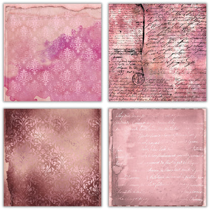 XERE 40 Sheets Pink Scrapbook Paper, 6x6 Ephemera Pattern Paper Pack for Journaling Notebooks, Sketchbook, Bookmark Making, Junk Journal, Scrapbook Art Supplies