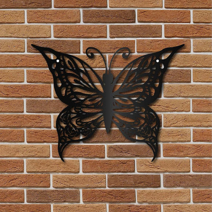 CREATCABIN Butterfly Metal Wall Art Decor, Black Iron Hanging Ornament, Wall Sculpture Gift for Home Office