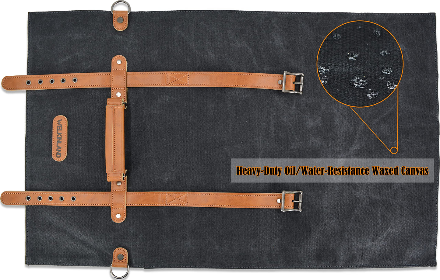 WELKINLAND 14-Pockets Knife Roll, Waxed Canvas Leather Knife Roll, Knifes bag holders, Chef Knife Roll Bag, Chef knife roll, Knife Roll Bag for Pocket Knives