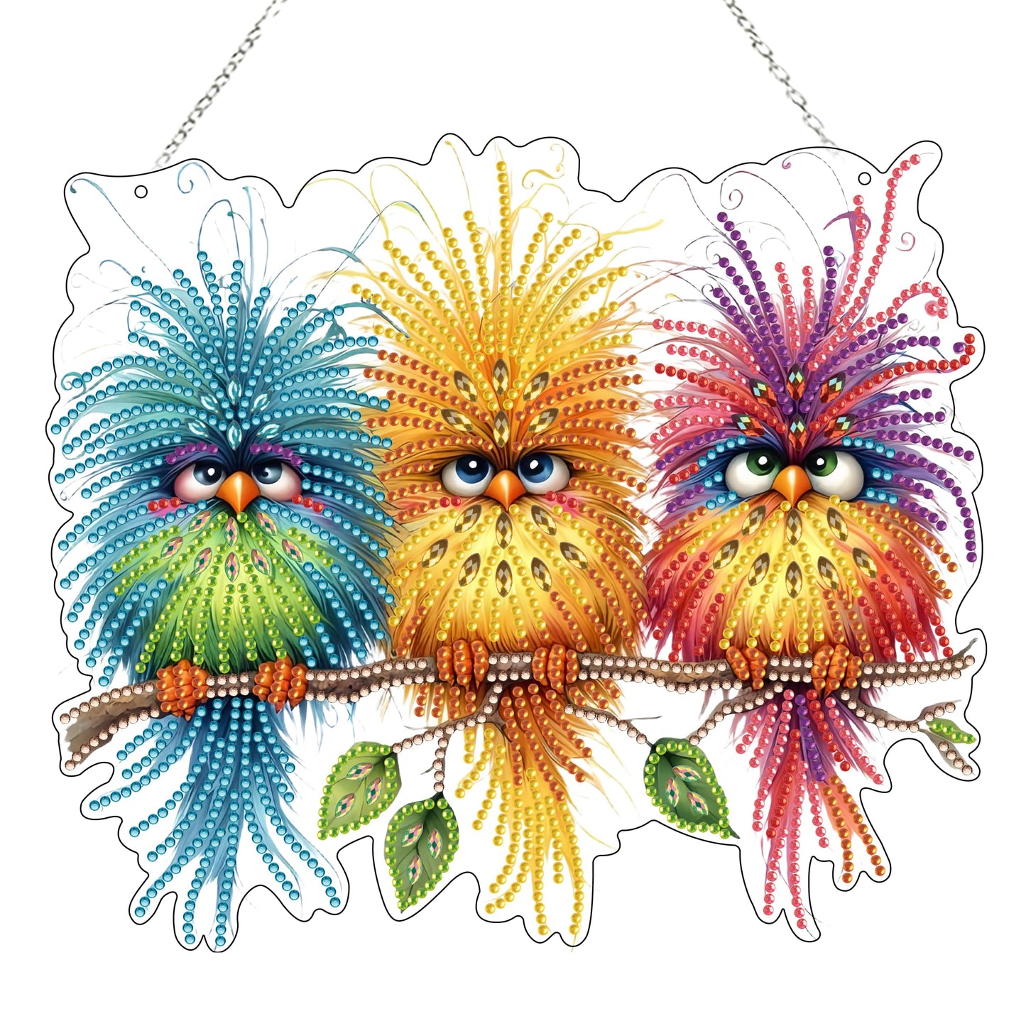 JJFox Diamond Art Hanging Kit for Adult,Special Shaped Rhinestone,Double Sided DIY Acrylic Diamond Art Painting Window Pendants Home Garden Wall Hanging Kits Hanging Ornament (Bird)