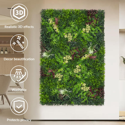 DOPGIB Artificial Grass Wall Boxwood Plant Panel: 20"x20"(24P) UV Resistant Green Leaves Faux for Interior Wall Backdrop,Garden and Indoor Outdoor Wall&Fence Covering Privacy，Party Wall Fence Decor