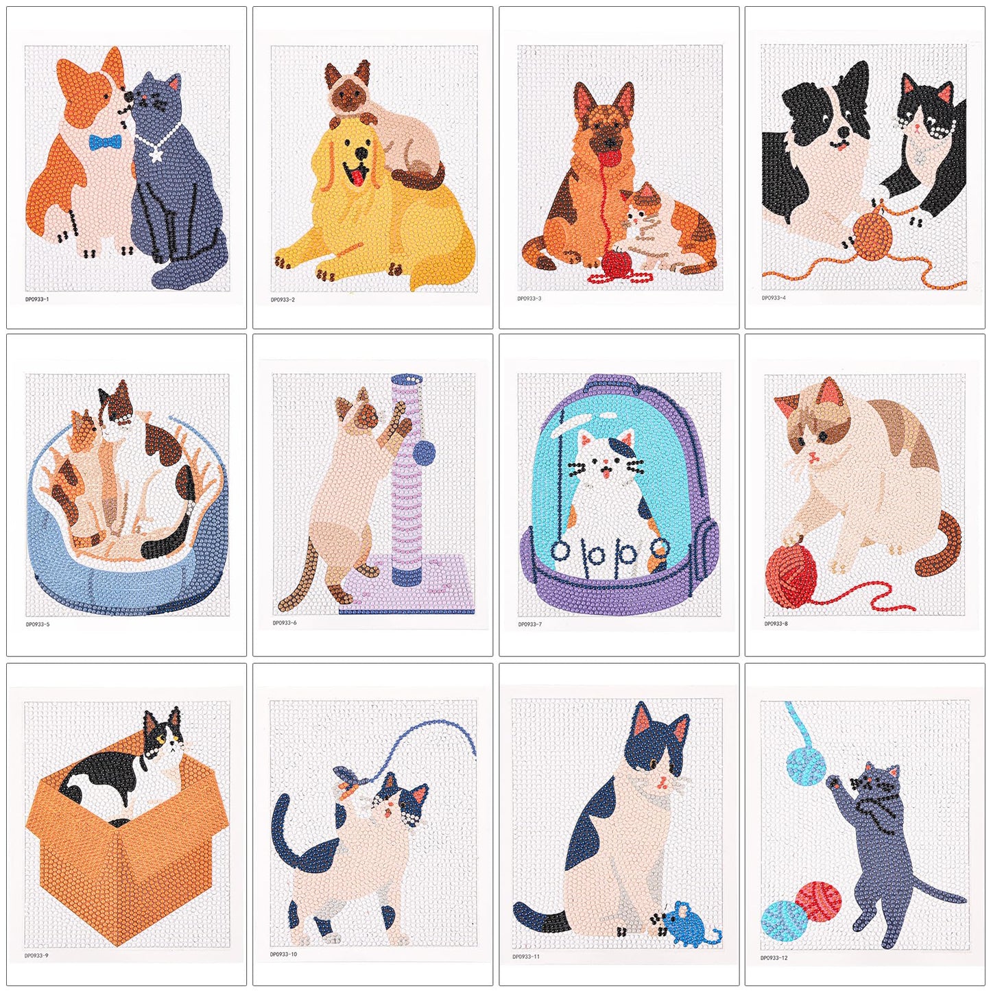 Caydo 12 Pack Small Animal Themed Diamond Painting Kits for Adults Full Drill 5D DIY Paint Gem Art A Relaxing Craft for Home Wall Decor(6inch)