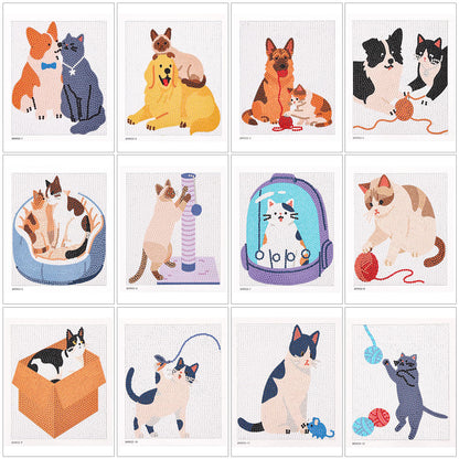 Caydo 12 Pack Small Animal Themed Diamond Painting Kits for Adults Full Drill 5D DIY Paint Gem Art A Relaxing Craft for Home Wall Decor(6inch)