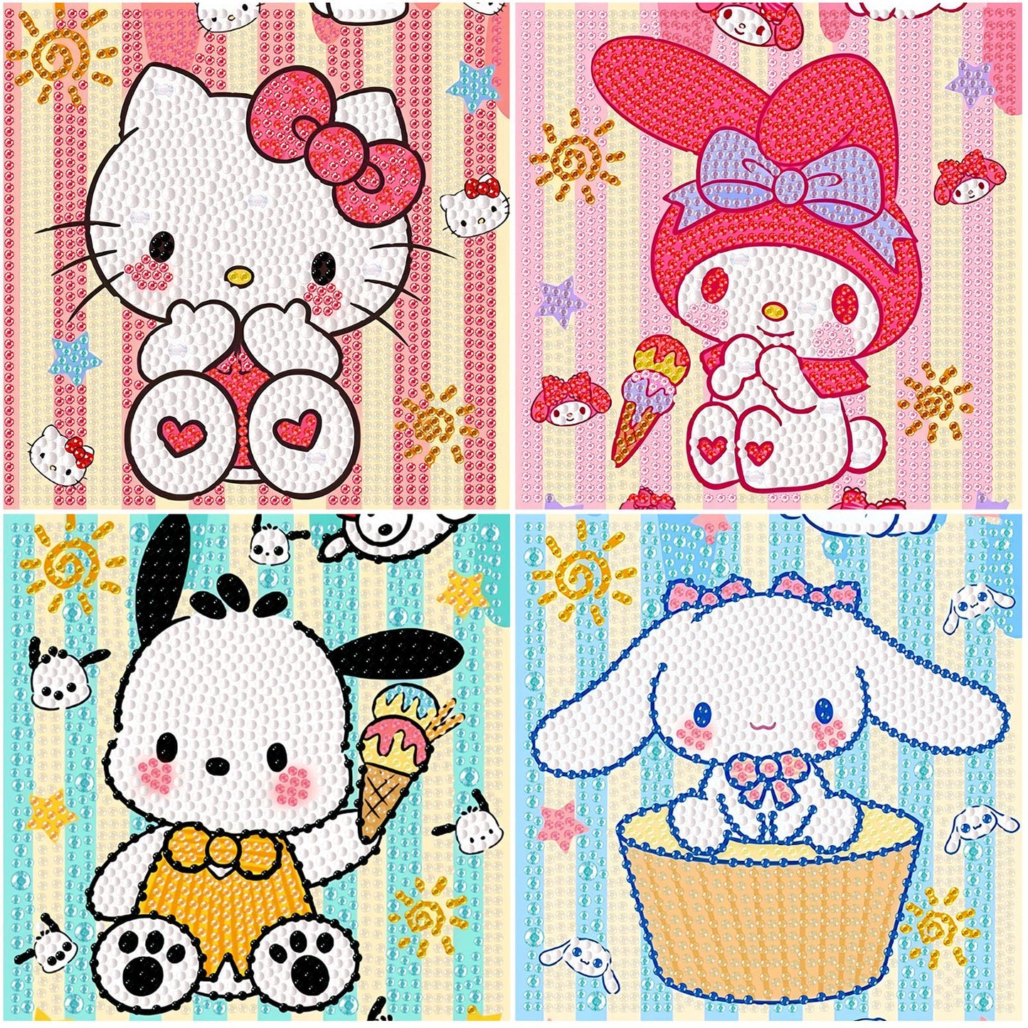 Sretoul 4 Pack Cartoon Diamond Art Kits for Kids-4 Pack Diamond Art Painting for Kids, 7 Year Old Girl Birthday Gifts 6X6 Inch