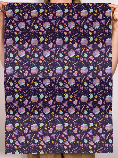 CENTRAL 23 Witch Wrapping Paper - Purple Gift Wrapping Paper - 6 Sheets Gift Wrap For Halloween - Dark Mystic - Comes With Fun Stickers