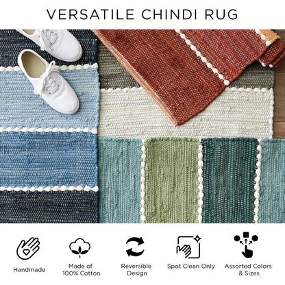 DII Chindi Home Collection Handwoven Multicolor Area Rag Rug, 20x31.5, Black