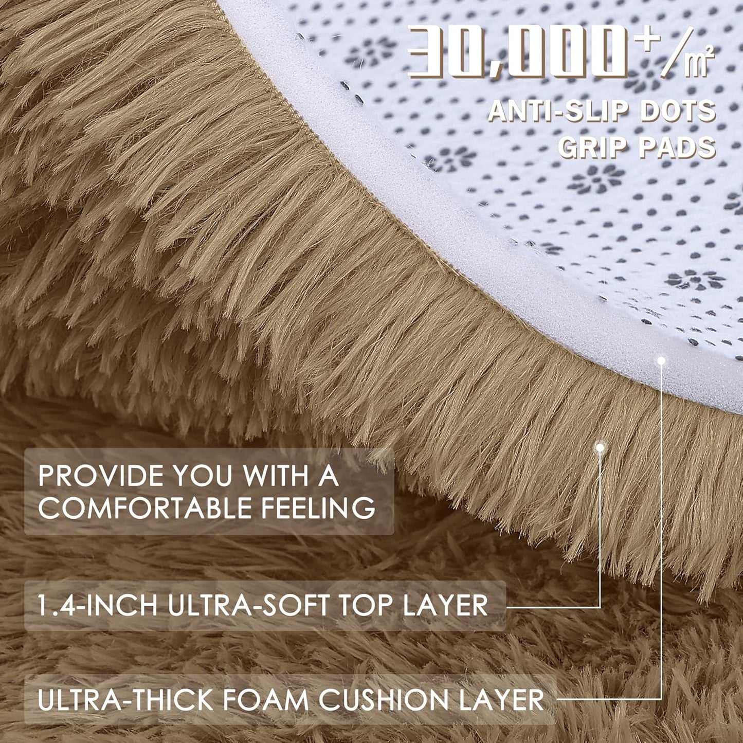 OLANLY 3x5 Soft Fluffy Shaggy Rug - Machine Washable Indoor Carpet for Living Room & Bedroom | Taupe