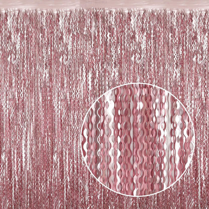 Pink Tinsel Curtain Backdrop by [Brand Name] - 4 Pack Wavy Foil Fringe for Princess Bachelorette Parties