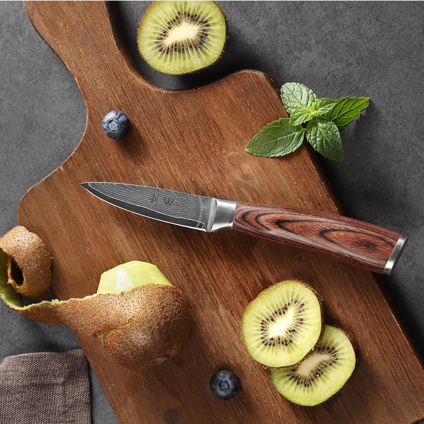 Wakoli EDIB Damascus Paring Knife – 3.2-Inch Small Kitchen Knife | Genuine 67-Layer Damascus Steel Blade with VG10 Core | Ergonomic Pakkawood Handle | Precision Cooking Knife in Gift Box