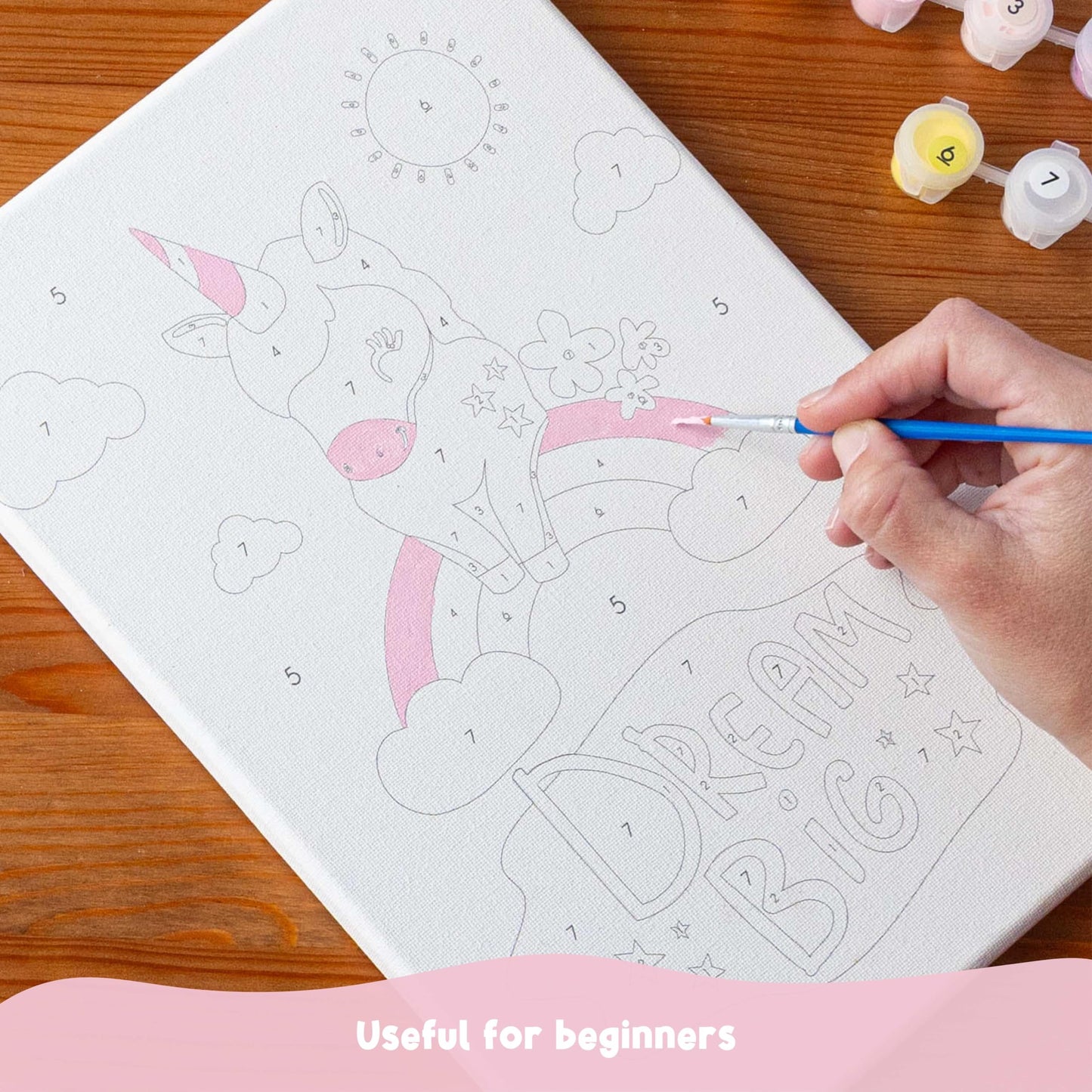 BONNYCO Paint by Numbers Kit for Kids Unicorns Pack 3 Canvas. Paint by Number, Canvas Framed Pre Drawn. Unicorn Gifts for Girls, Arts and Kids Crafts 4-6 8-12. Pintar por Numeros, Unicorn Craft