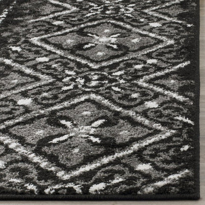 SAFAVIEH Adirondack Collection Area Rug - 4' Square, Black & Silver, Moroccan Boho Distressed Design, Non-Shedding & Easy Care, Ideal for High Traffic Areas in Living Room, Bedroom (ADR111C)