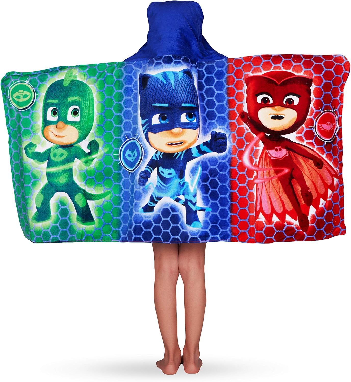 PJ Masks Bath/Pool/Beach Soft Cotton Terry Hooded Towel Wrap, 24" x 50", by Franco Kids