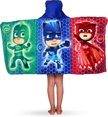 PJ Masks Bath/Pool/Beach Soft Cotton Terry Hooded Towel Wrap, 24" x 50", by Franco Kids