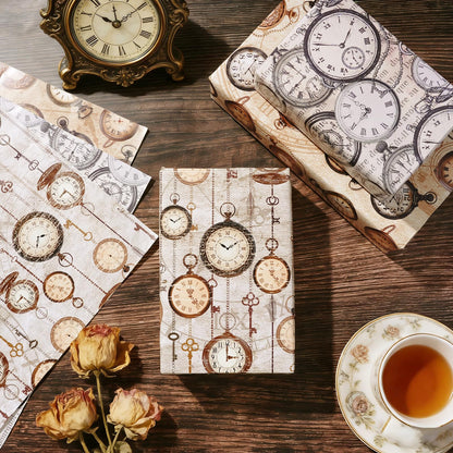 Steampunk Clock Wrapping Paper for Men Dad, 12 Sheets Antique Pocket Watch Wrapping Paper, Watch Gear Gift Wrap for Father's Day Watch Lovers Birthday Anniversary DIY Crafts, 19.7 x 27.6 Inch