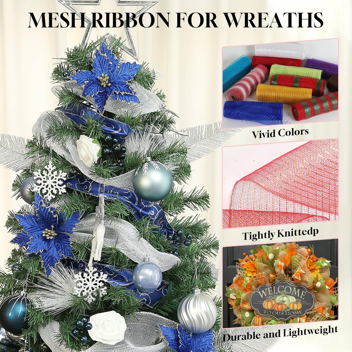 ICOSHOW 2 Rolls Mesh Ribbon for Wreaths 10 Inch x 30 Foot Wreath Mesh Rolls with Metallic Foil for Easter Christmas Party Wedding Home Decor DIY Craft Projects and Gift Wrapping (Pink)