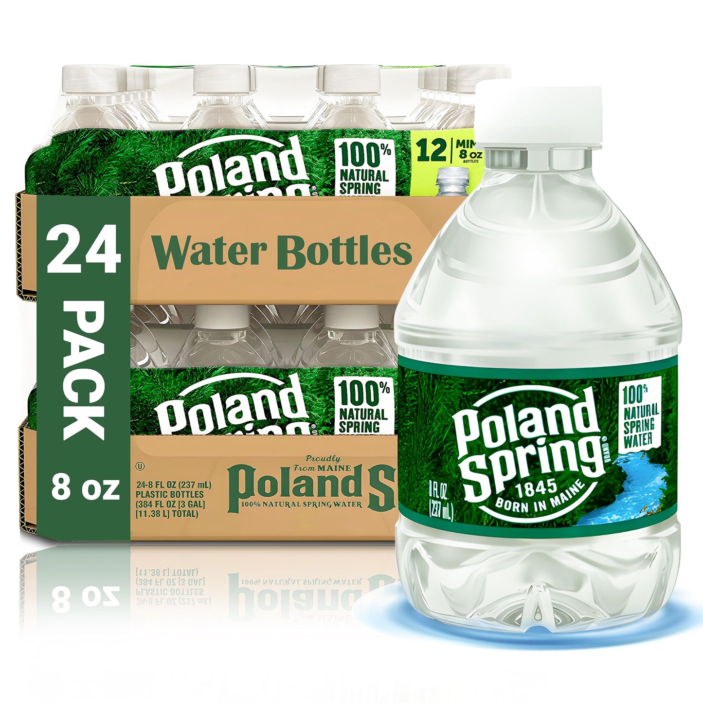 Poland Spring Water Bottles 24 Pack - Small Mini Bottles - Poland Spring 8 oz Bottled Water