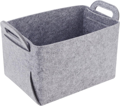 Collapsible Felt Storage Basket, Convenient Box Organizer with Carry Handles for Office, Bedroom, Closet, Toys, Laundry