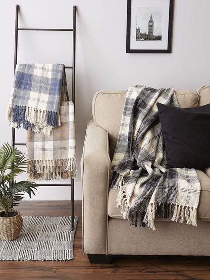 DII Farmhouse Woven Throw, 50x60 with 3" Fringe, Stone