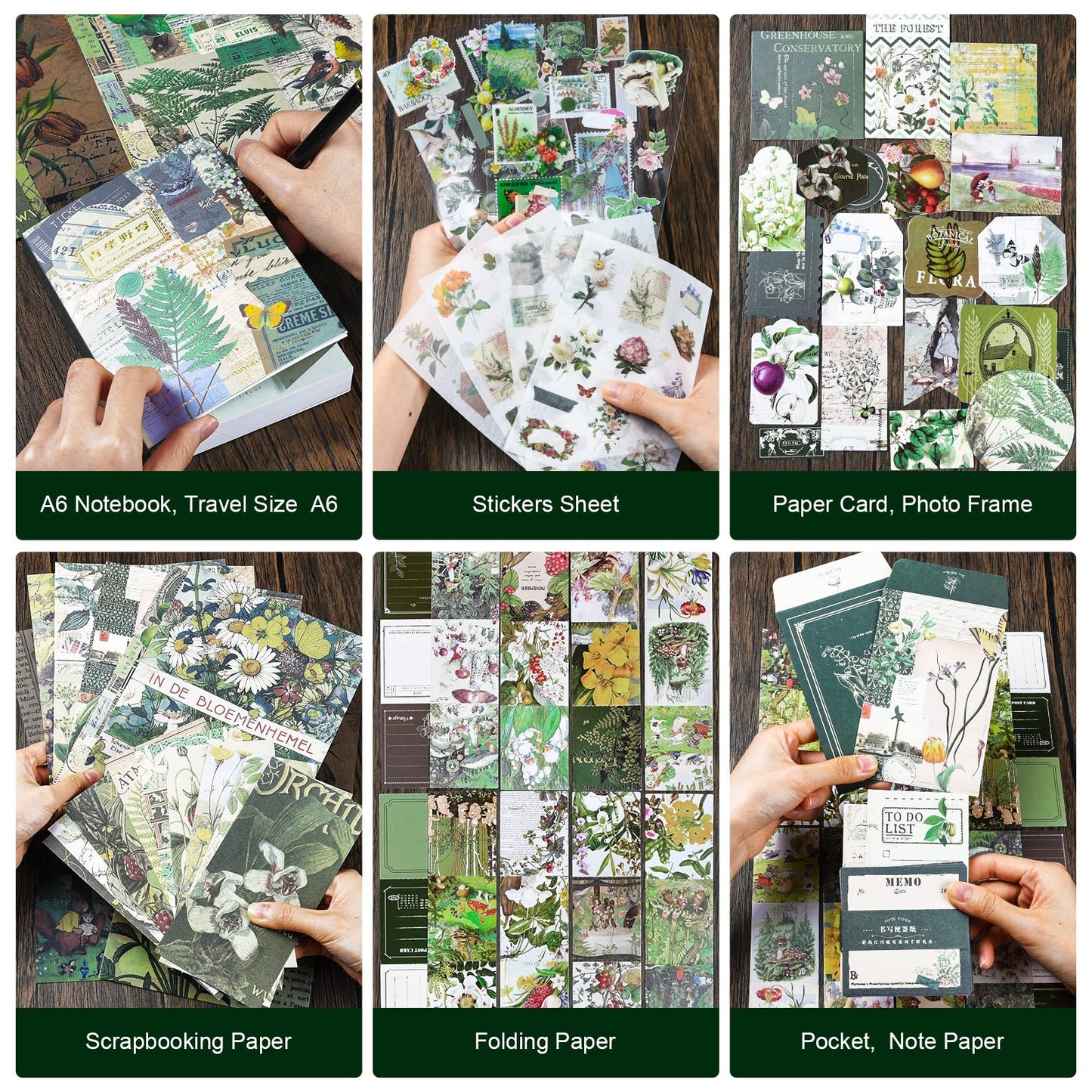 Scrapbooking Supplies Kit, Aesthetic Junk journaling Supplies, Scrapbook Kit with Bullet Journaling Stickers, Stationary Set, Vintage Ephemera Collage Craft Supplies Gift for Adults Women Beginner