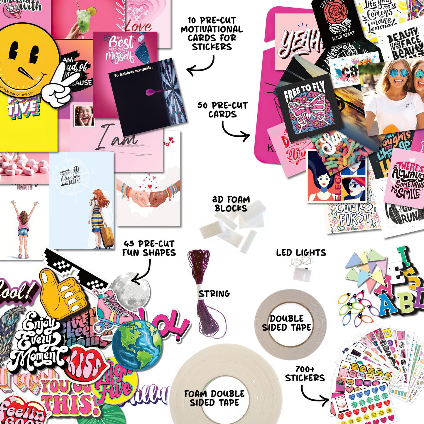 Glow in the Dark Wall Collage Kit for Teen Girls - 1000+ Stickers Teen Girl Room Bedroom Decor, Room Decor for Teen Girls - Teen & Tween Girls Trendy Stuff - Top Gifts for 10 11 12 13 14 Year Old Girl
