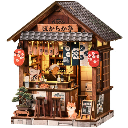 ISSEVE Japanese Booknook Kit DIY Miniature House Kit Book Nook Japan, Book Nook Kits for Adults, Creative Bookshelf Insert Decor, 3D Wooden Puzzle, Gifts for Crafts Book Lovers (Japanese Izakaya)