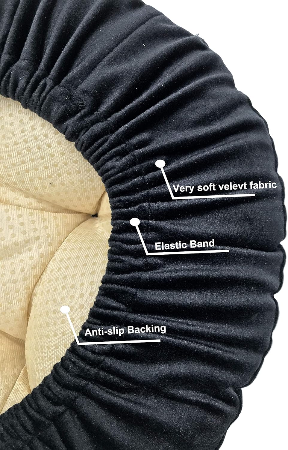 13 Inch Augld Bar Stool Cushion Soft Velvet Padded Round Stool Cover Velvet Black