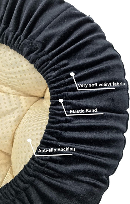 13 Inch Augld Bar Stool Cushion Soft Velvet Padded Round Stool Cover Velvet Black