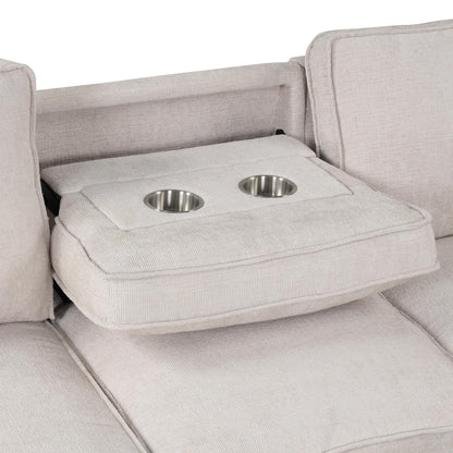 ERYE Comfy L-Shaped Chenille Sofa Bed, L-Shaped Reversible Sleeper Sectional Sofa with Pull Out Sleeper Couch Bed, Drop-Down Cup Holders,Storage Chaise & Dual USB Ports