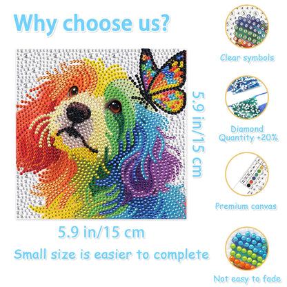 geesfayan 4 Pack Diamond Art Kit for Kids 6 Inch DIY Animal Gem Art with 4 Tools Sets, Gem Painting for Beginners, Creative Craft Gift for Teens & Kids(Tiger Leopard)