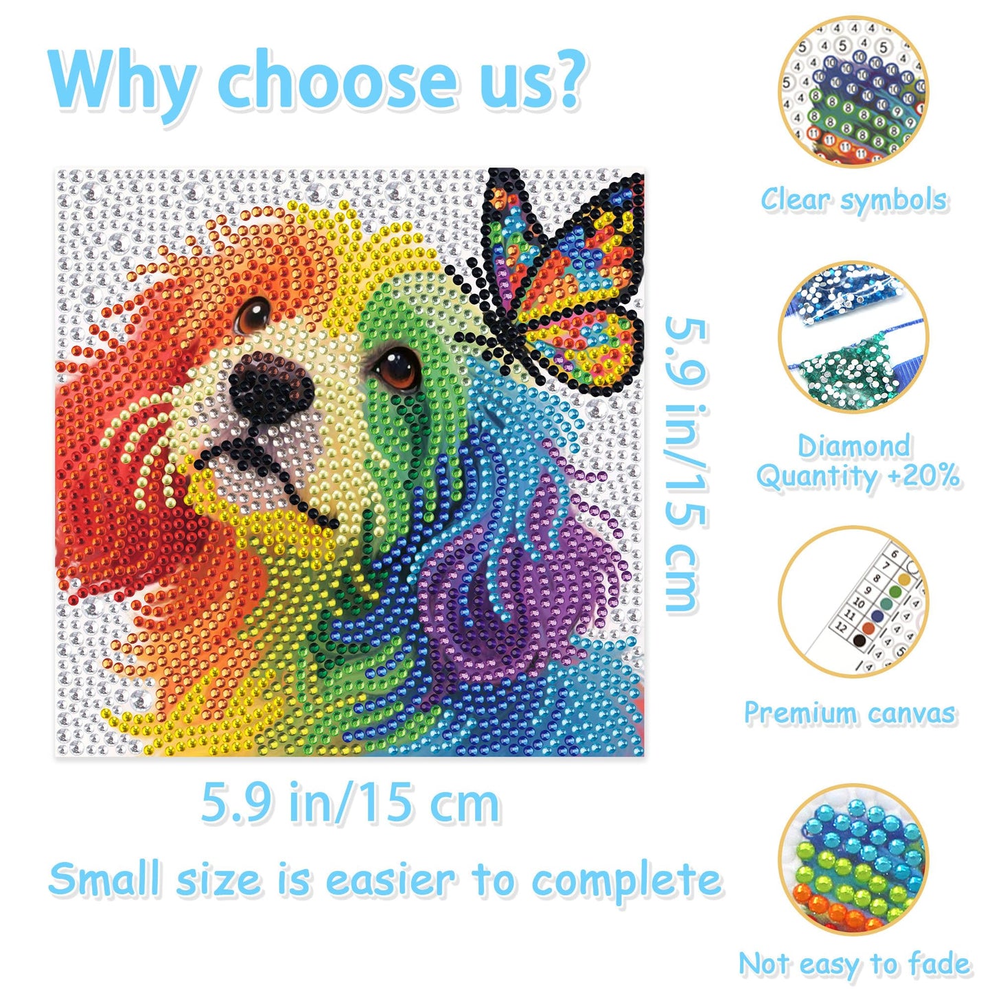 geesfayan 4 Pack Diamond Art Kit for Kids 6 Inch DIY Animal Gem Art with 4 Tools Sets, Gem Painting for Beginners, Creative Craft Gift for Teens & Kids(Owl-Giraffe)