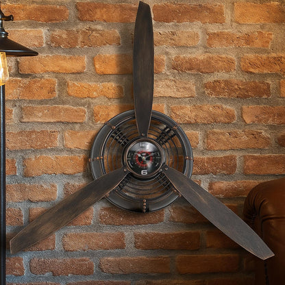 GLOWMIRTH Airplane Propeller Wall Decor,Aviation Decor,Pilot Gifts, Steampunk Clock,Man Cave Clock, Wall Art for Office Bedroom,Battery Operated,Brown