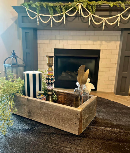 Rustic Revival | Decorative Barnwood Box – Authentic Rustic Weathered Wood Box for Table Decoration, Weddings, Parties & Farmhouse Home Decor – Real Wood Centerpiece Holder (Weathered)