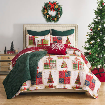 Greenland Home Fashions Deck The Halls Novelty Holiday Quilt Set, 2-Piece Twin/XL