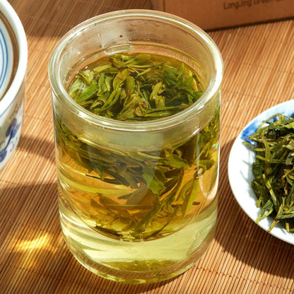 ChaWuWarmSun [A] LongJing Green Tea Loose Leaf - 3.5oz/100g Dragon Well Tea - Origin Hangzhou Chinese Whole Leaf