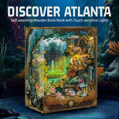 STRUCWOOD DIY Book Nooks - Deep-Sea Submarine Adventure Miniature House Kit | Rotating Background, LED Lights, Touch Control, Self-Assembly Craft Model Kits for Gifting & Decor - Discover Atlanta