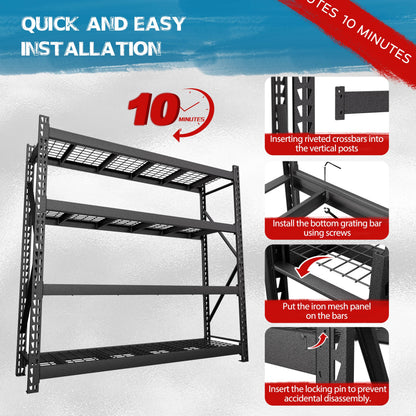 MUPATER 91" W x 24" D x 87" H Industrial Storage Shelving, 8000 Pound Load Capacity, 4-Tier Heavy Duty Adjustable Shelves, Metal Garage Storage Rack for Warehouse, Garage, Kitchen
