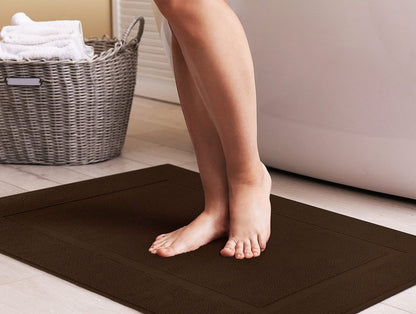 Utopia Towels Cotton Banded Rug, Bath Mats, Not a Bathroom Rug, 21 by 34 Inches, 100% Ring Spun Cotton, Highly Absorbent Shower Bathroom Floor Mat,Dark Brown, 2 Pack