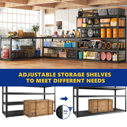 REIBII Garage Shelving 48.2" W Storage Shelves 3000LBS Heavy Duty Shelving Adjustable Metal Shelf Industrial 5 Tier Pantry Shelves for Basement Warehouse Supermarket 72.2"H x 24.2"D x 48.2"W, 2 Pack