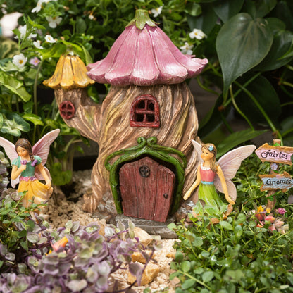 PRETMANNS Fairy Garden House Kit - Outdoor Fairy Houses for Outside with Accessories, Miniature Village Decor for Adults, Large Fairy House 7 Inch (18cm), Garden Decor Set