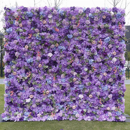 UYCVT Artificial Flower Wall Backdrop Panels,Purple Hydrangea Handmade Romantic Large Wedding Backdrop 3D Floral Wall Fabric Flower Wall for Party Bridal Wedding Background Dec