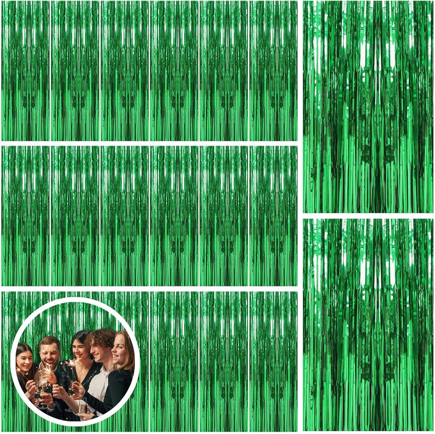 Skiennix 20 Pack Green Streamers - Jungle Party Decorations & Photo Booth Backdrop