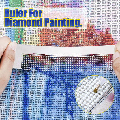 3 Pieces Stainless Diamond Painting Ruler Steel Diamond Art Ruler Steel 5d Drawing Mesh Rulers with Fix Tools 216 400 800 Blank Grids for Full Drill Partial Drills DIY Art Craft Diamonds Painting Kits